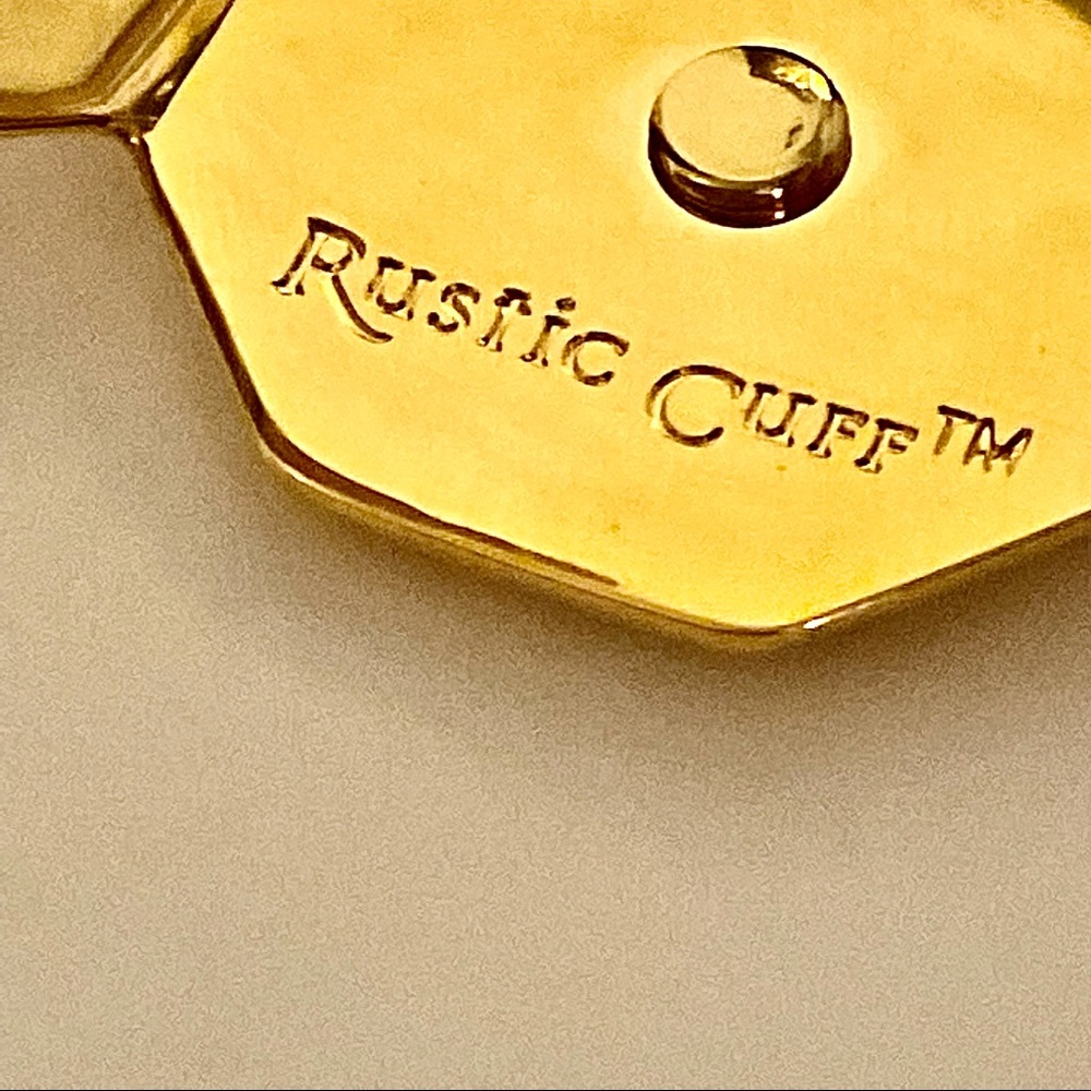 Rustic Cuff Gold Color And Python Skin Cuff - image 6